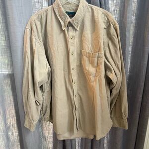 Classic Khaki Button-Down Shirt XXL corduroy, classic work outdoor camping